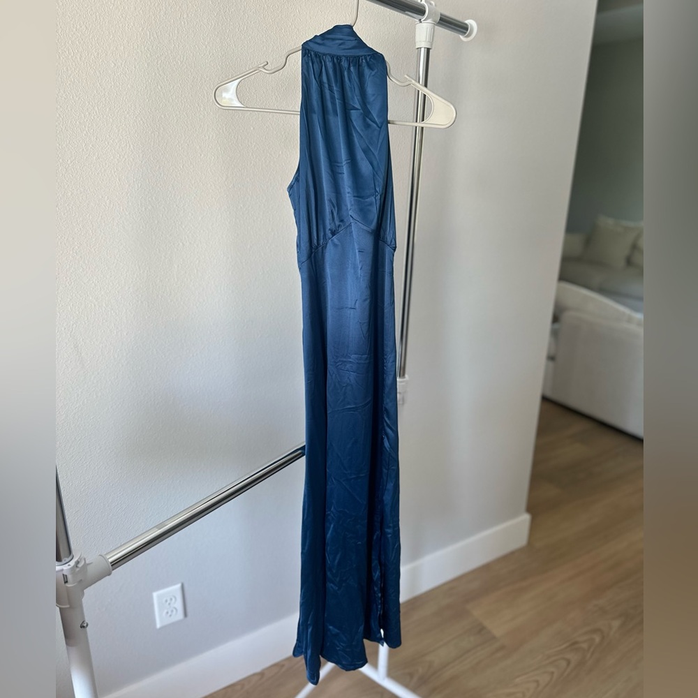 Blue Dress, High Neck, Sexy, Night Out, Wedding